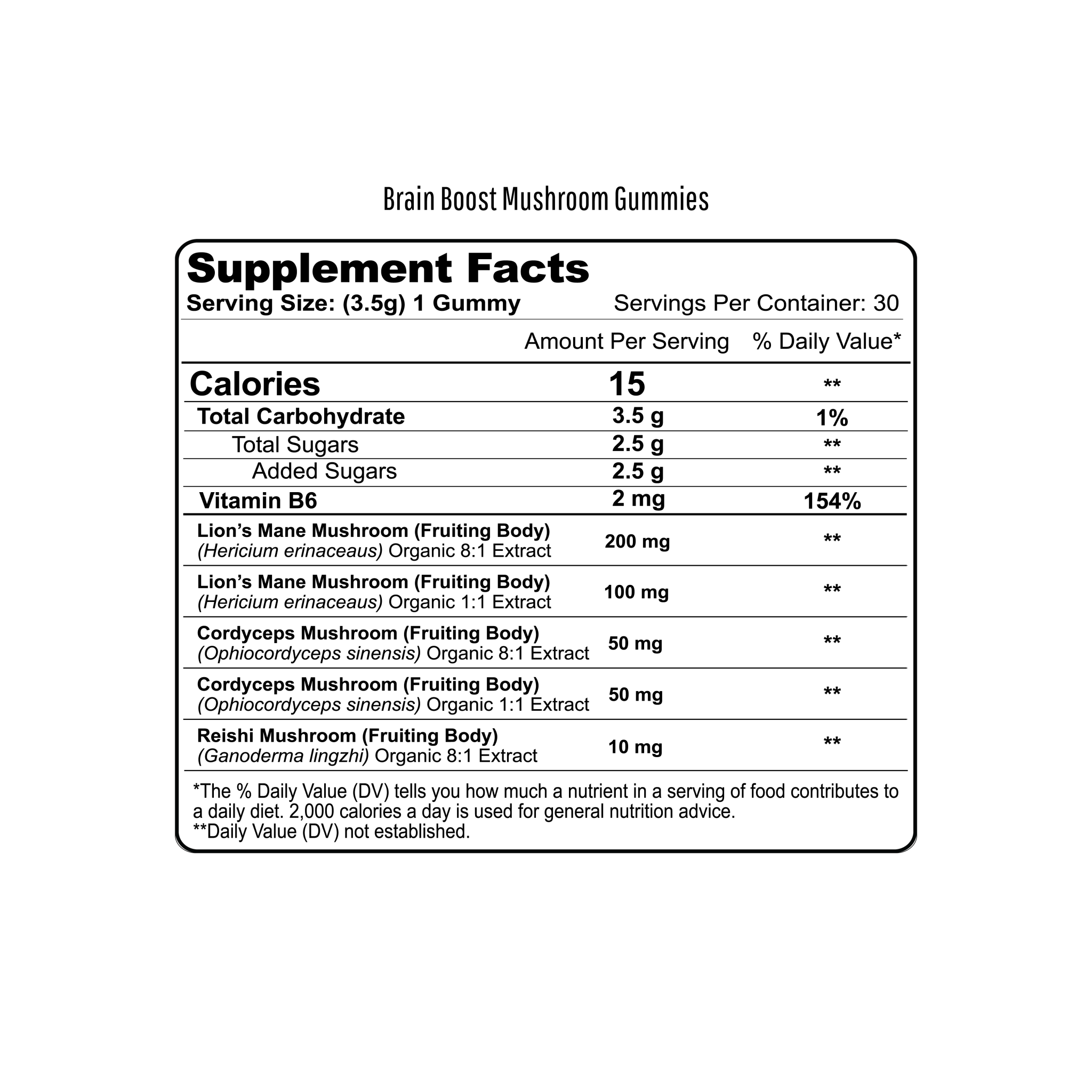 supplement facts for brain boost gummies.